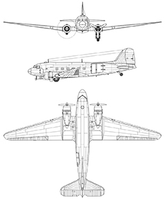 Plan 3 vues du C-47. (©DR)