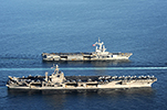 Le Charles de Gaulle et l'USS Abraham Lincoln (CVN 72). (©United States Navy)